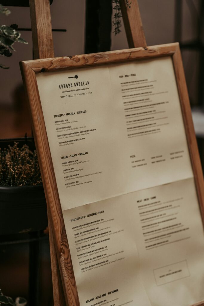 restaurant menu